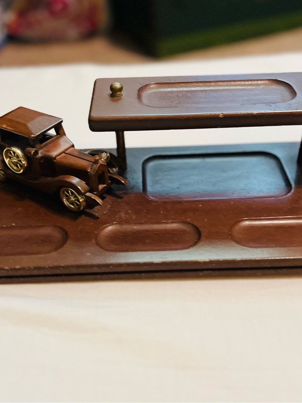 Vintage MCM Wooden Dresser Valet Car Desk Organizer Caddy